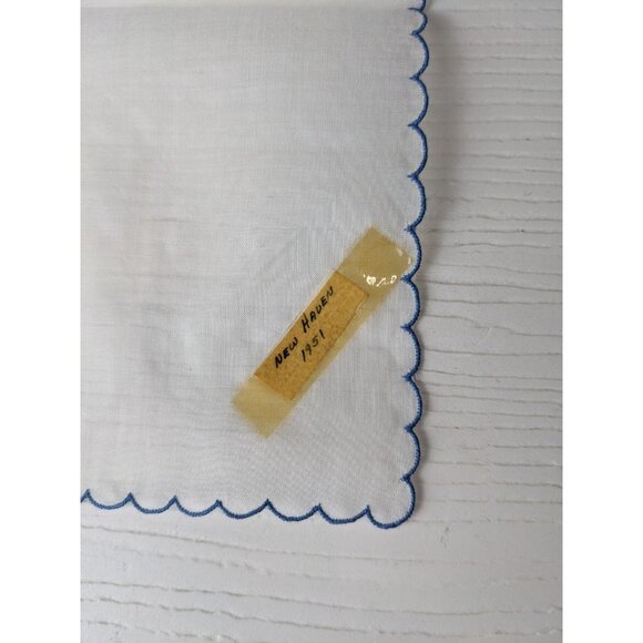 Vintage Handkerchief 1950’s Connecticut Stitched Scalloped Edge 11” Square - Picture 5 of 10